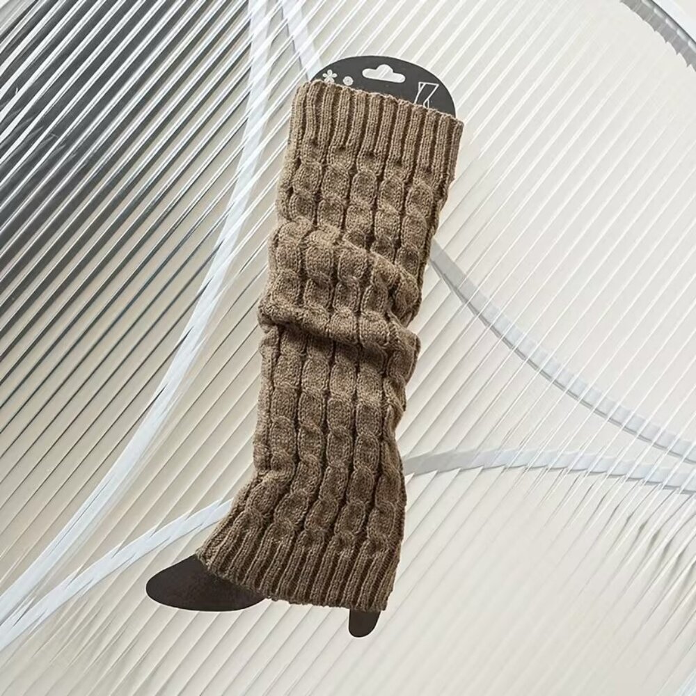 Cozy Brown Knit Leg Warmers